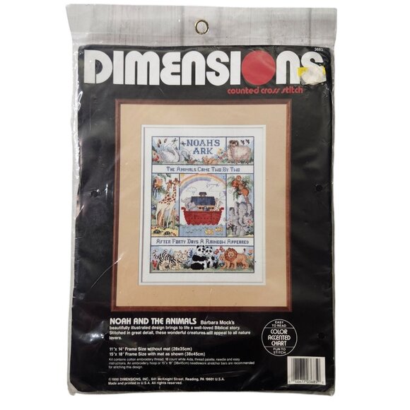 Dimensions Vintage Noah and The Animals Cross Stitch Kit - Picture 1 of 5
